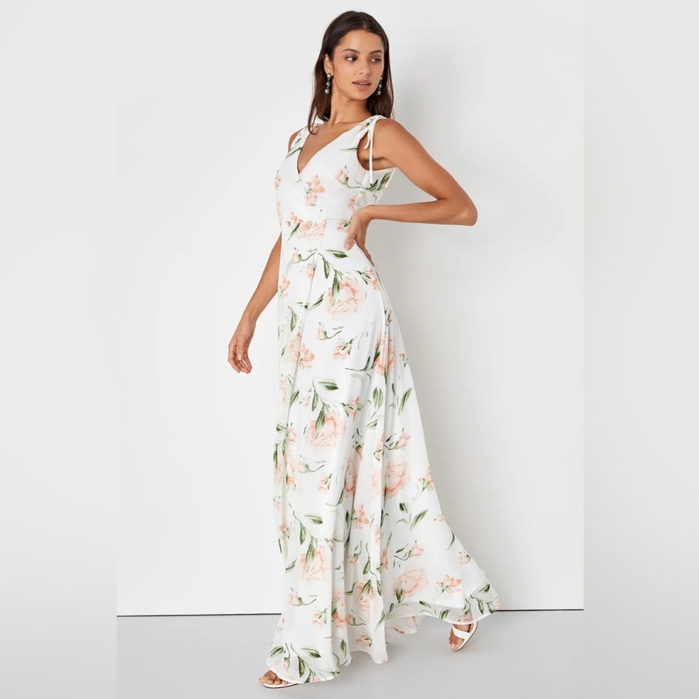 Lulus Romantic Possibilities White Floral Print Maxi Dress